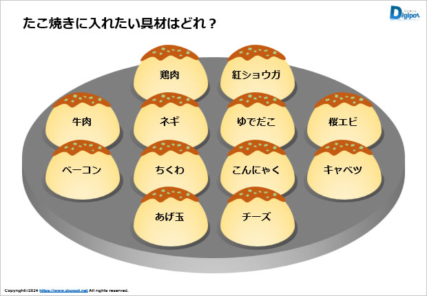 たこ焼きプレート風の説明図作成テンプレート画像