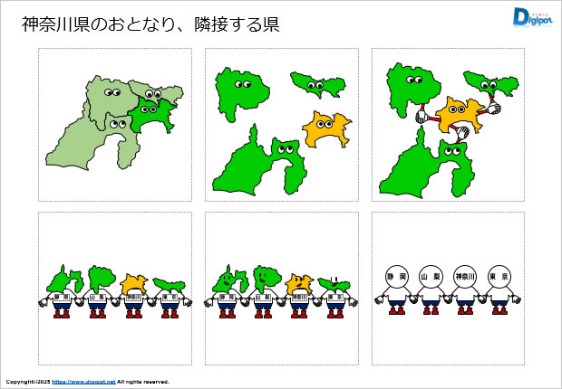 神奈川県のおとなり、隣接する県のイラスト画像2