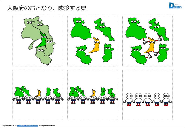 大阪府のおとなり、隣接する県のイラスト画像2