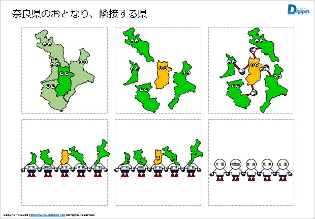奈良県のおとなり、隣接する県のイラスト画像2