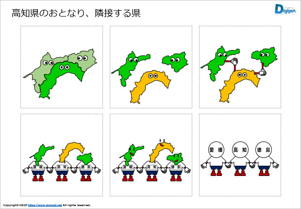 高知県のおとなり、隣接する県のイラスト画像2