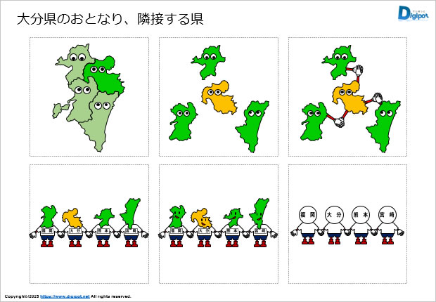 大分県のおとなり、隣接する県のイラスト画像2