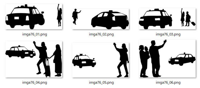 タクシーを呼び止める人のシルエット 画像 フリー素材 無料素材のdigipot