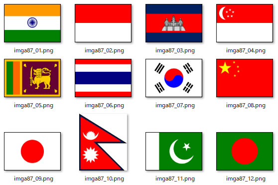 アジアの国々の国旗のイラスト 画像 フリー素材 無料素材のdigipot