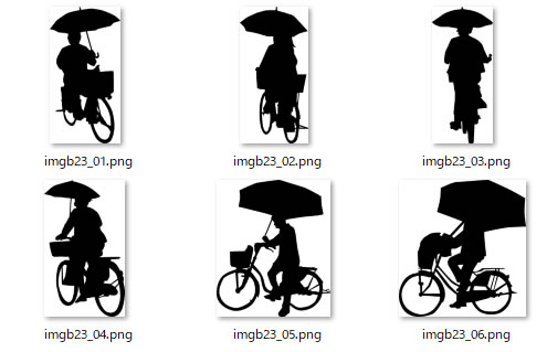 傘を差しながら自転車に乗る人のシルエット 画像 フリー素材 無料素材のdigipot