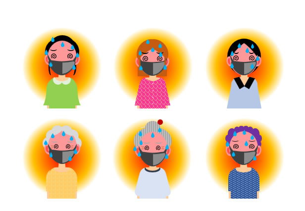 マスクで熱中症気味の女性のイラスト 画像 フリー素材 無料素材のdigipot