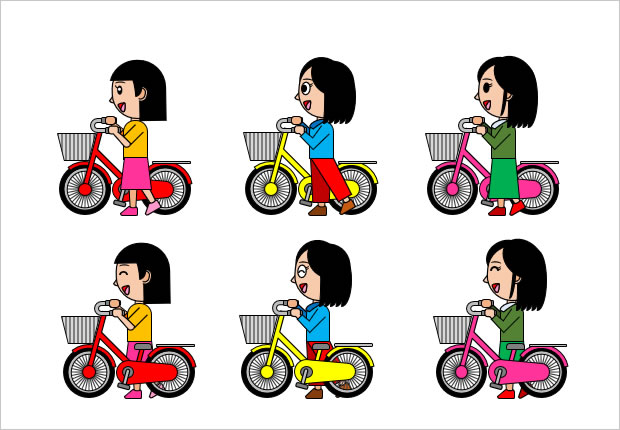 自転車を手で押す女の子のイラスト 画像 フリー素材 無料素材のdigipot