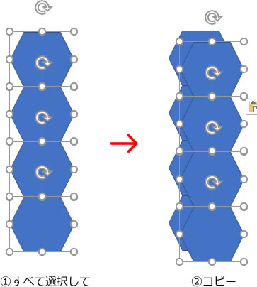 六角形の図形のコピペの説明画像