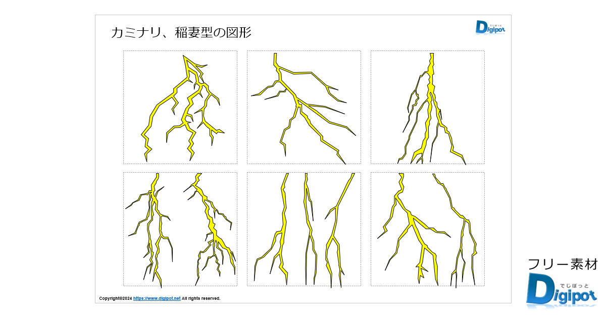 カミナリ、稲妻型の図形画像