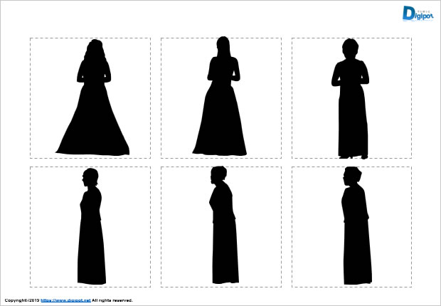 ロングドレスの女性のシルエット Png形式画像 フリー素材 無料素材のdigipot